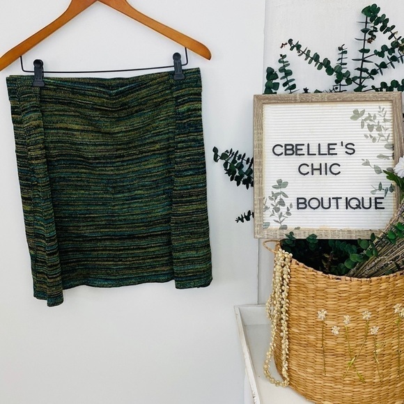 NWT Drama Gold Teal Knit Mini Skirt - Picture 5 of 9